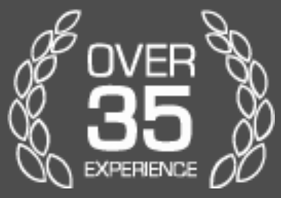 Logo for the Over 35 Experience, featuring a modern design that emphasises inclusivity and empowerment for individuals over 35.