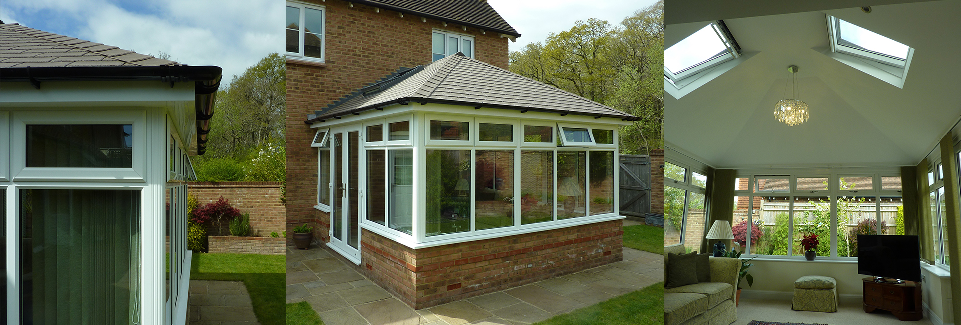 A house featuring a conservatory, a patio, and a sunroom, showcasing a blend of indoor and outdoor living spaces.